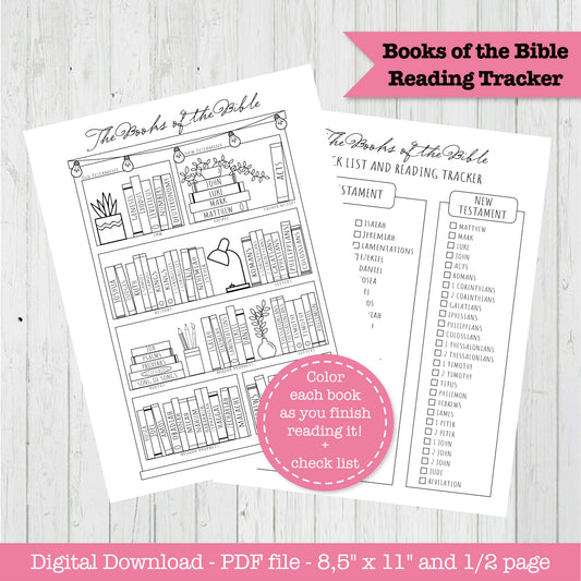 Books of the Bible Coloring Reading Checklist - Printable