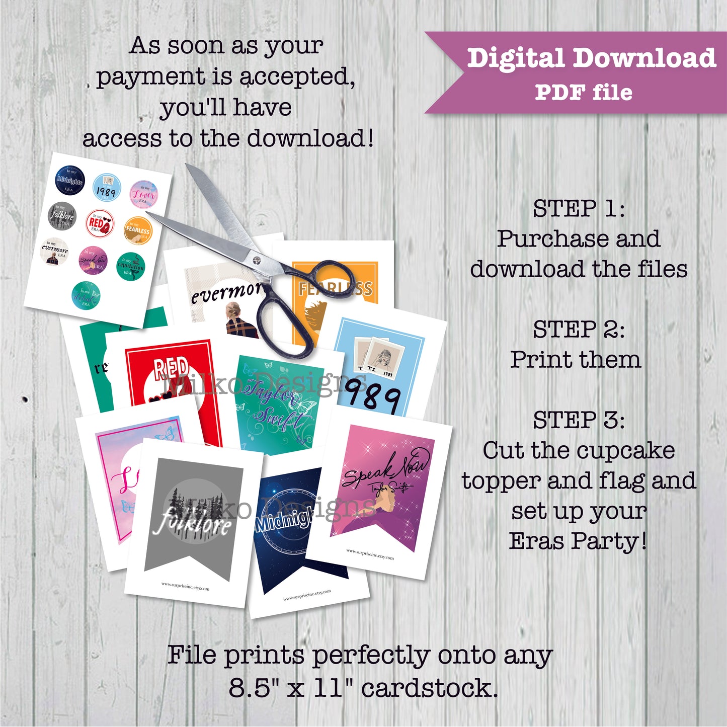 TS In My Eras Printable Bundle - Cupcake Toppers and Banner