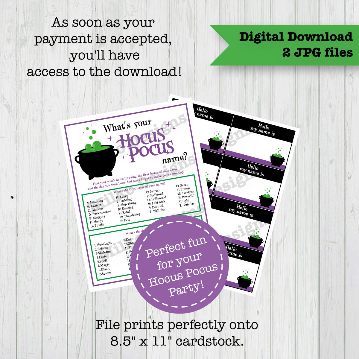 What's your Hocus Pocus name? Game | Digital Download