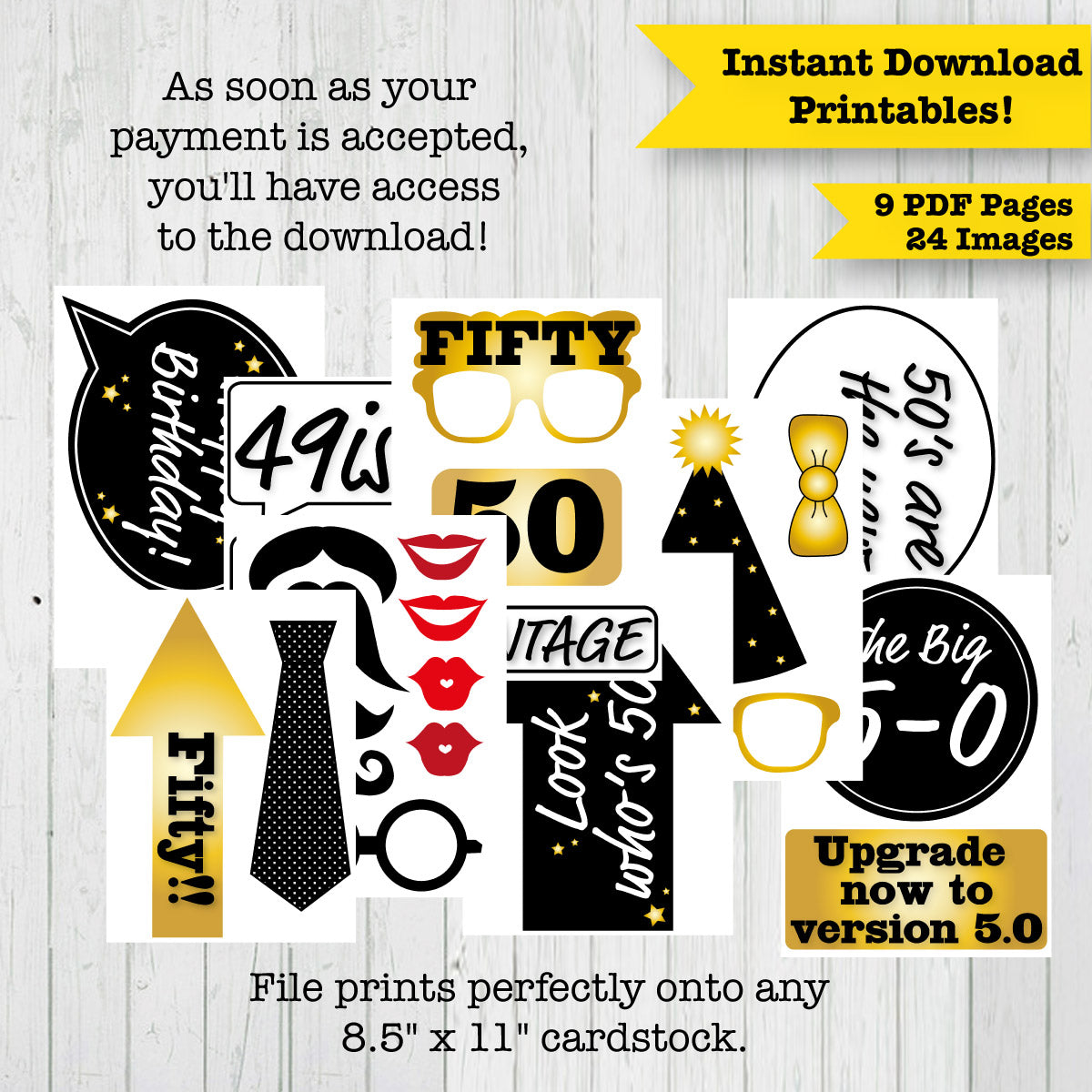 50th Birthday Party Printable Photo Booth Props