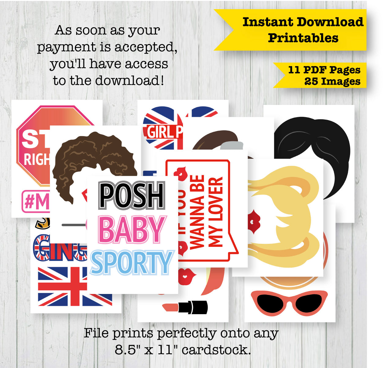 Girl Power Photo Booth Printable Props