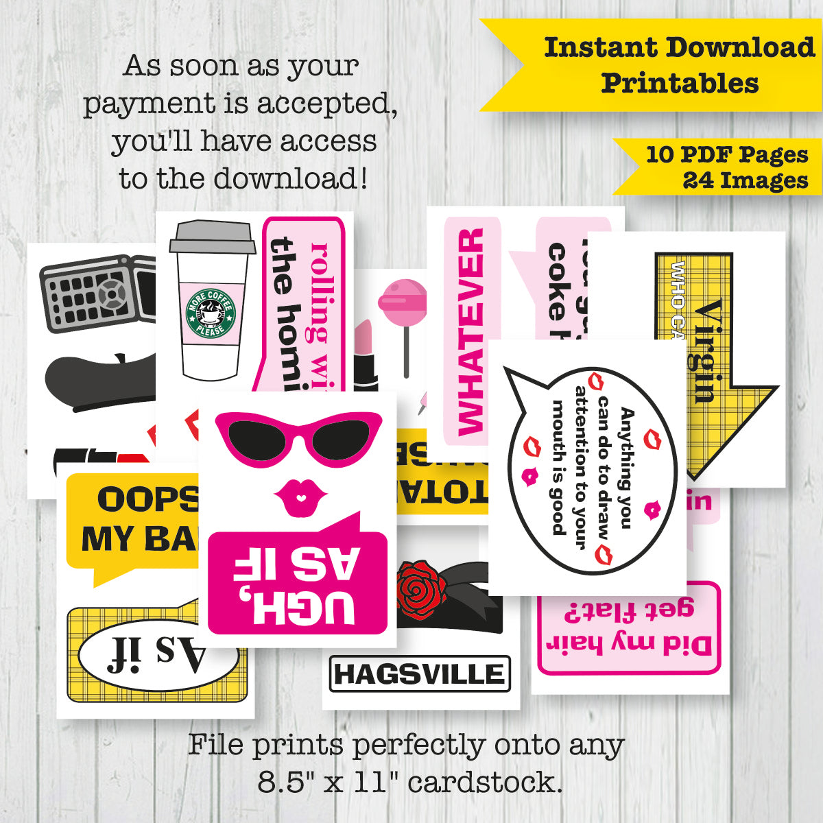 Clueless Photo Booth Printable Props