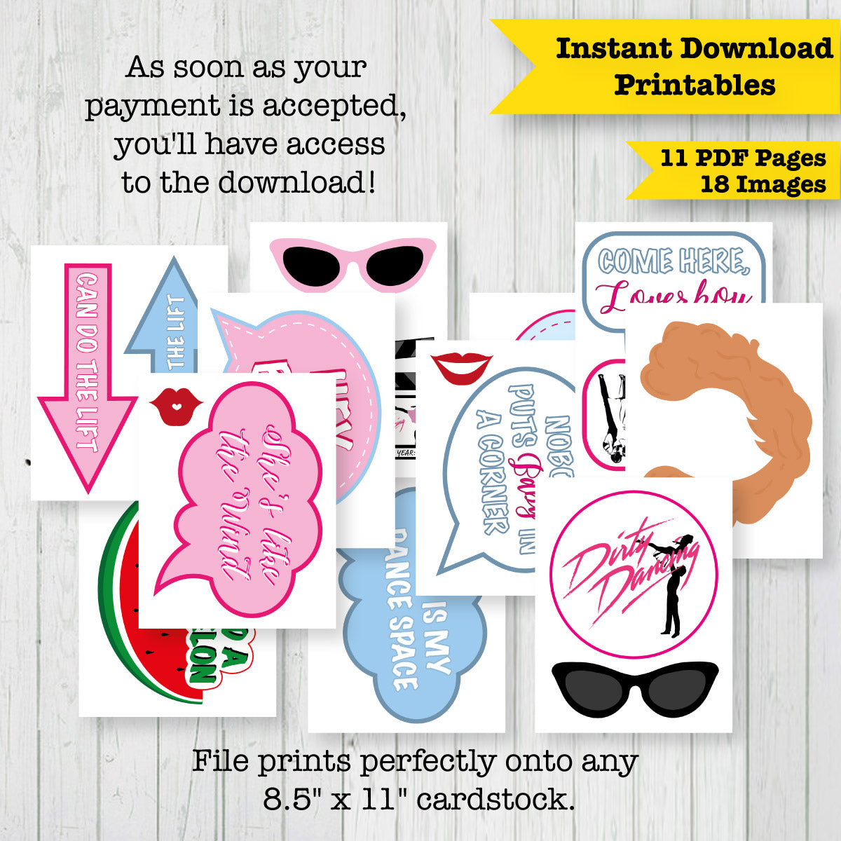 Dirty Dancing Inspired Photo Booth Printable Props