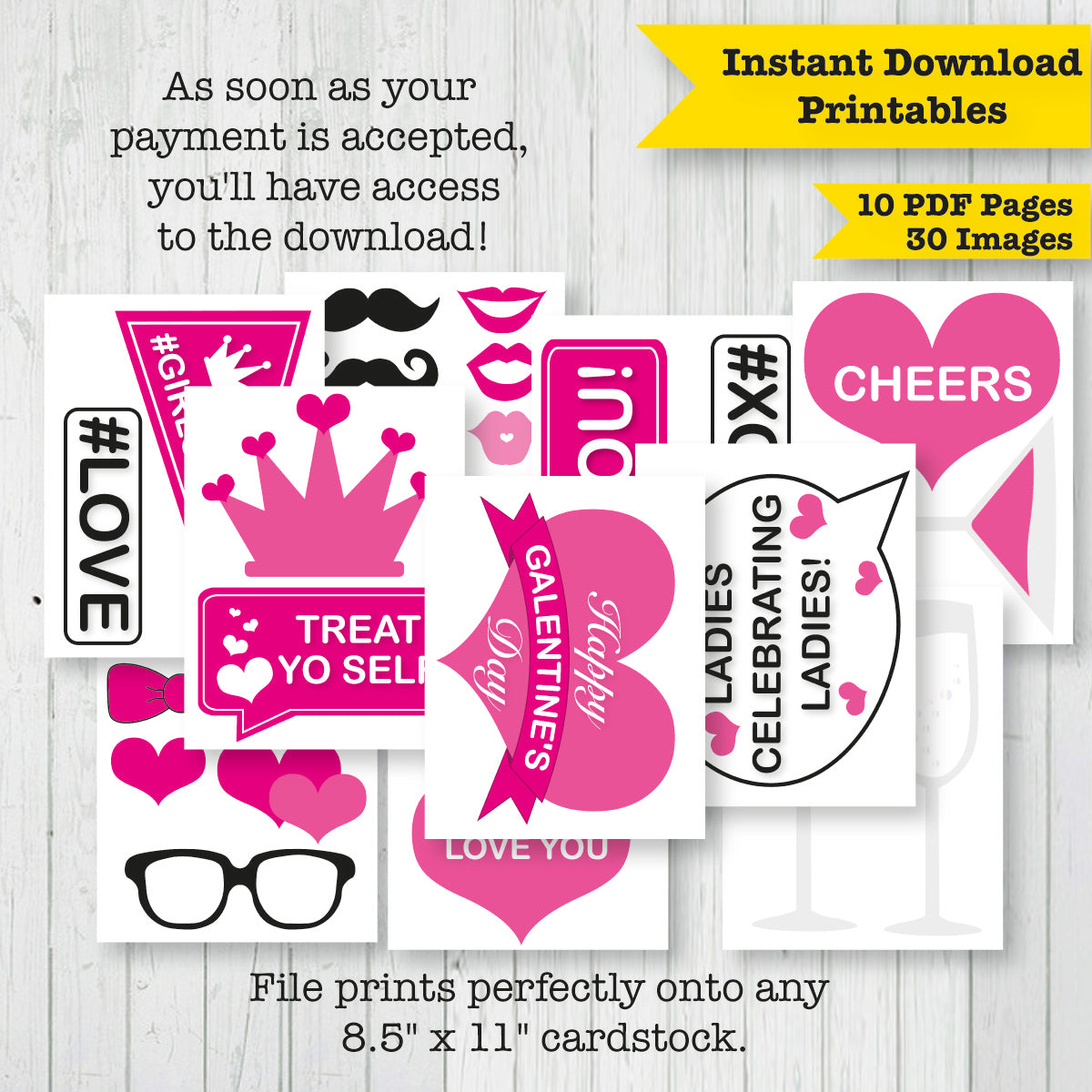 Galentine's Day Printable Photo Booth Props