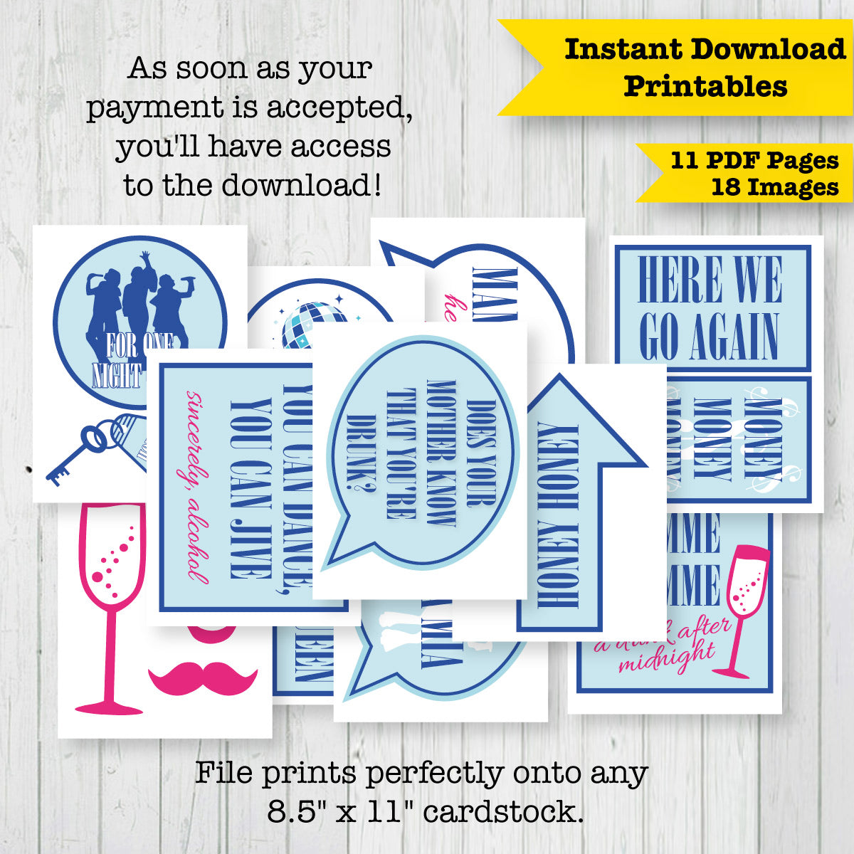 Mamma Mia Photo Booth Printable Props