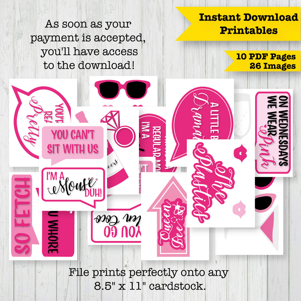 Mean Girls Photo Booth Printable Props