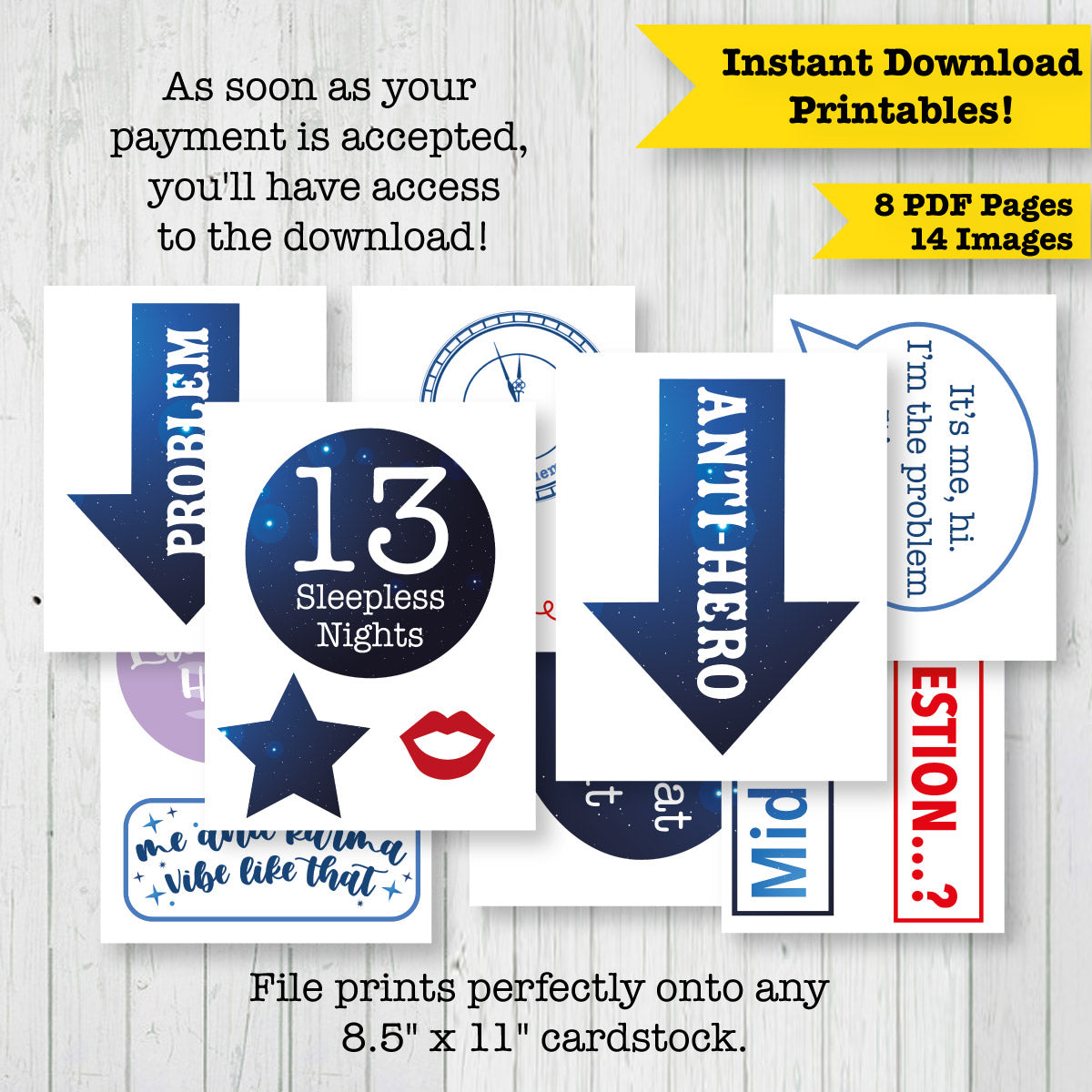 Midnights Taylor Swift Photo Booth Printable Props