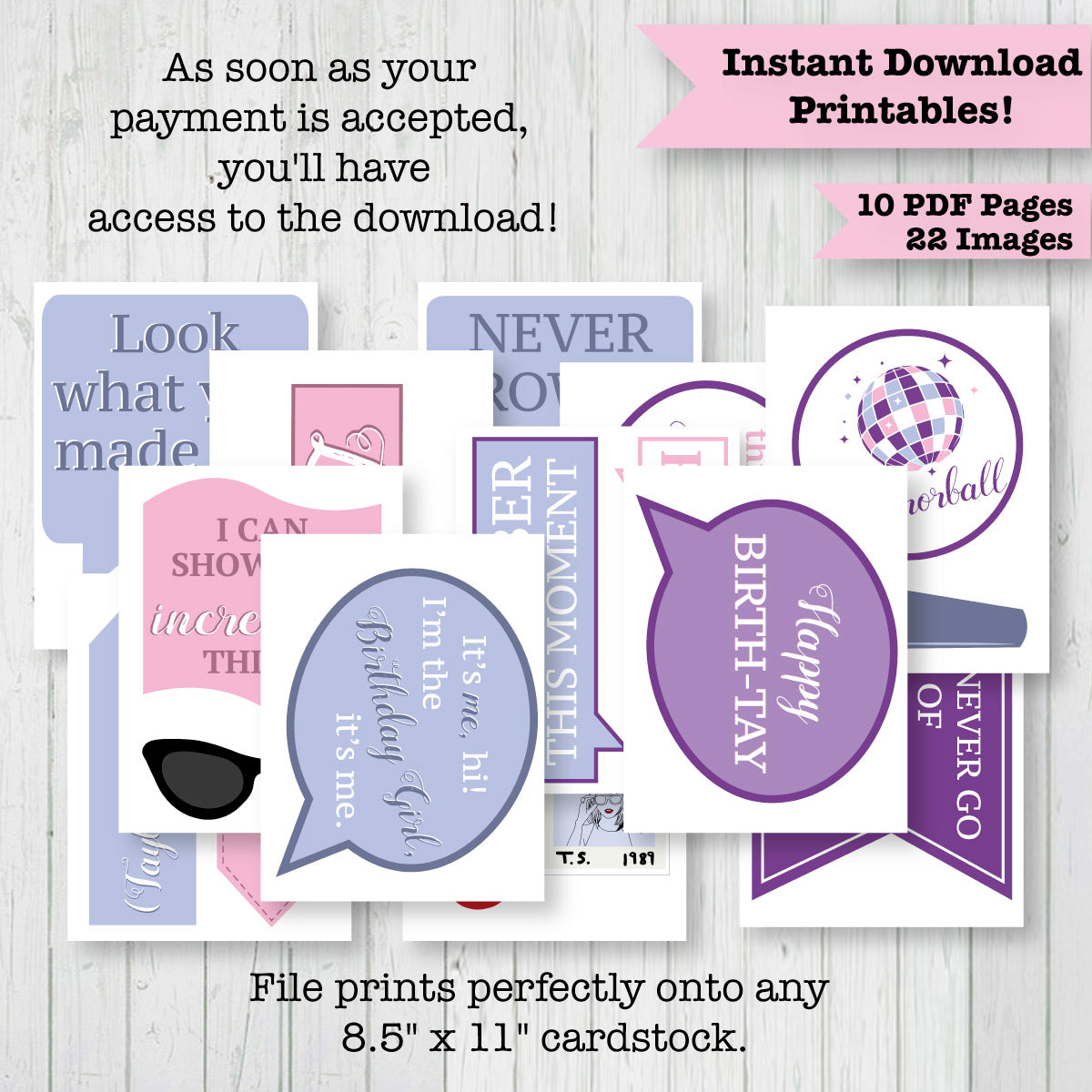 Taylor Swift Photo Booth Printable Props