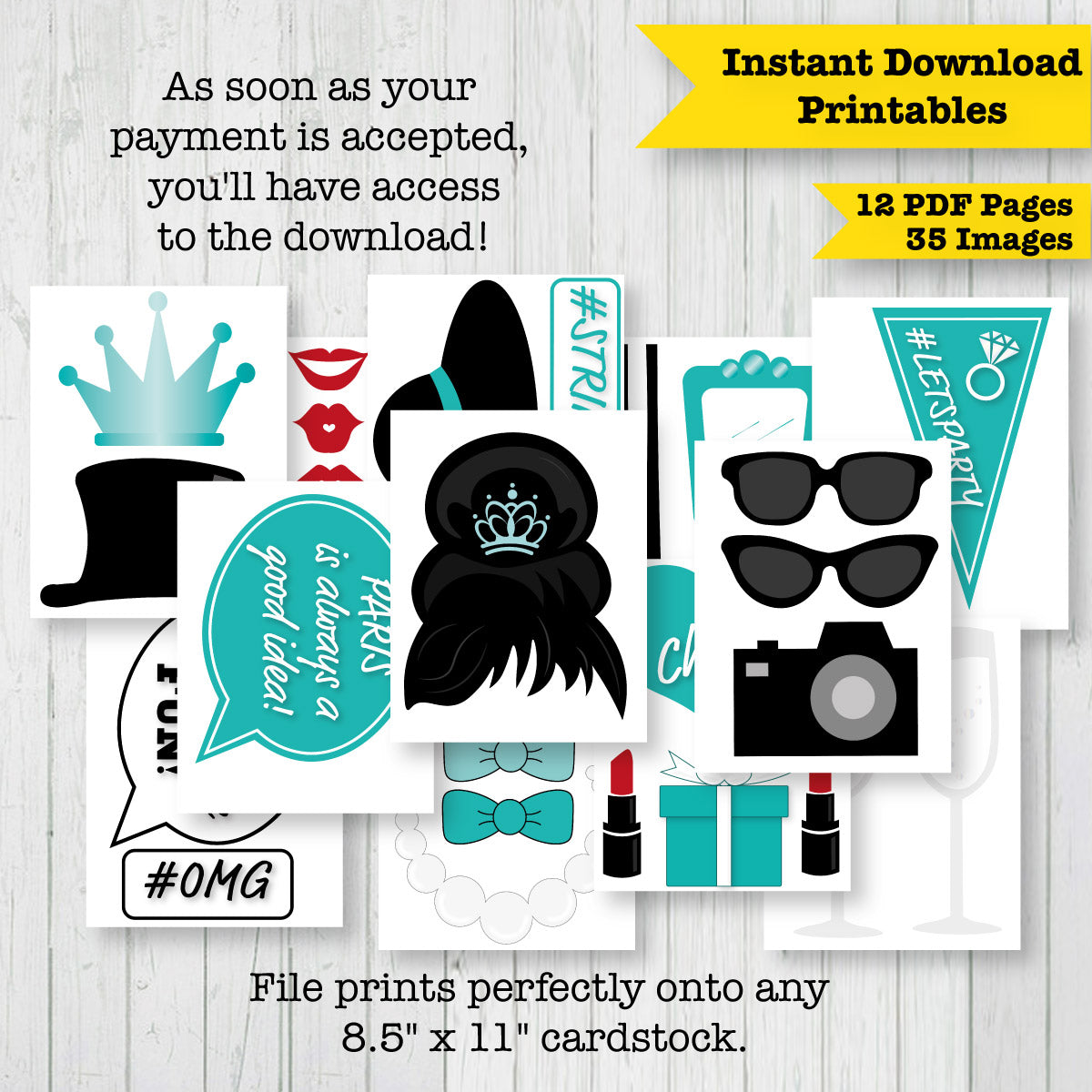 Breakfast at Tiffany's Printable Photo Booth Props