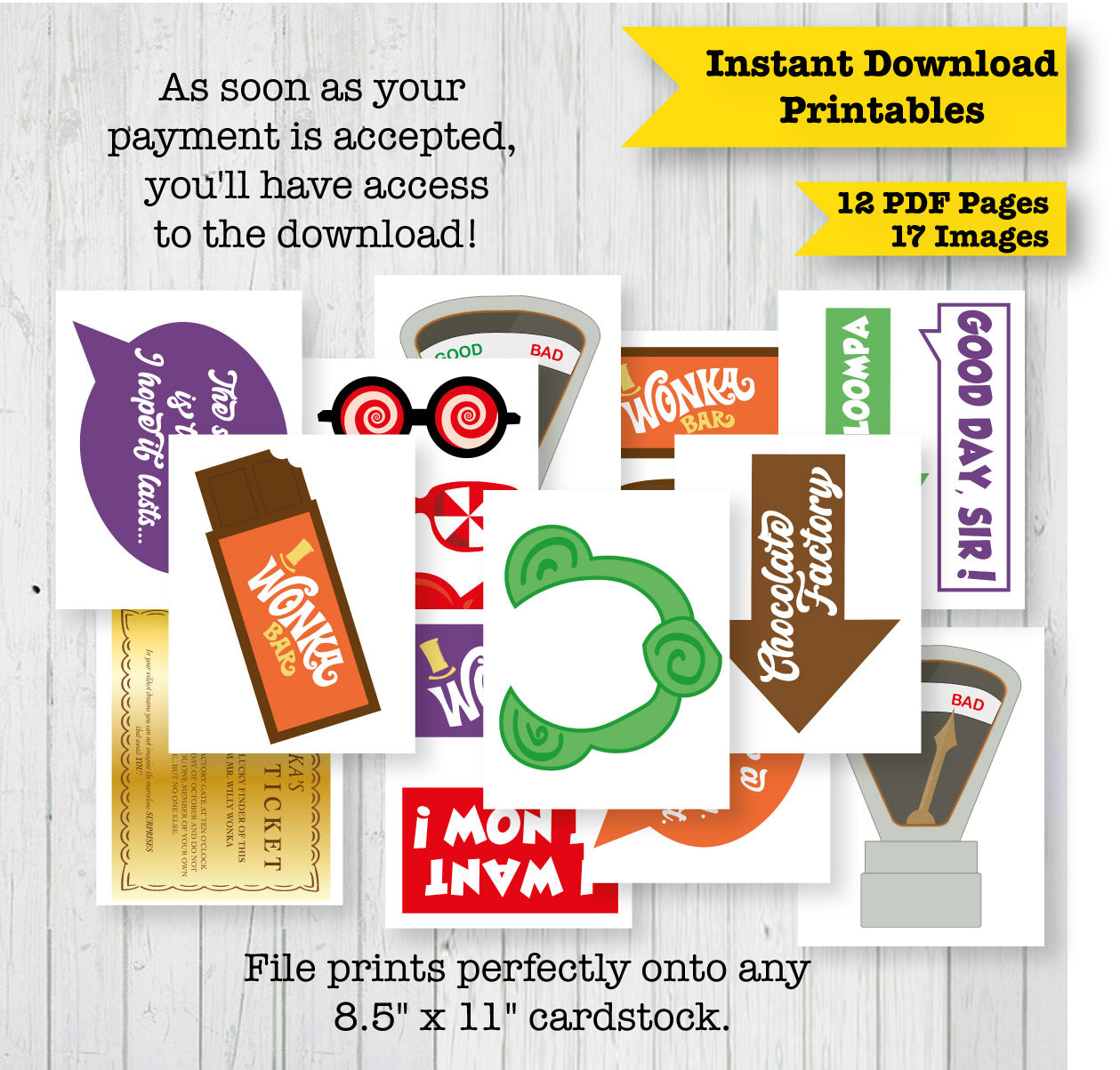 Willy Wonka Printable Photobooth Props