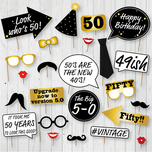 50th Birthday Party Printable Photo Booth Props