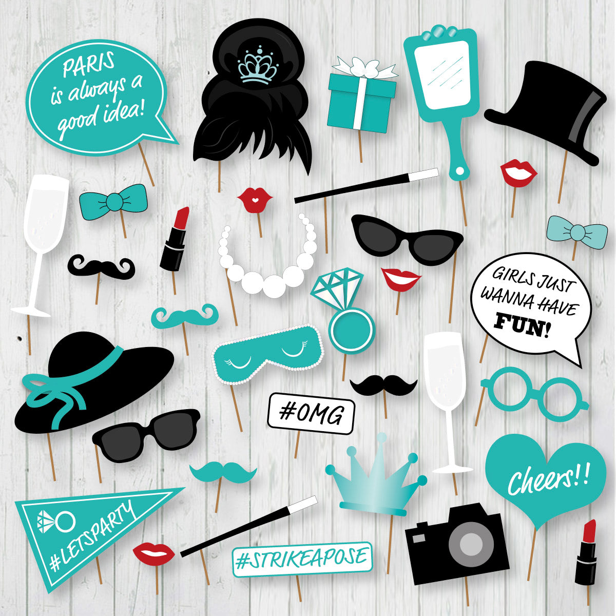 Breakfast at Tiffany's Printable Photo Booth Props