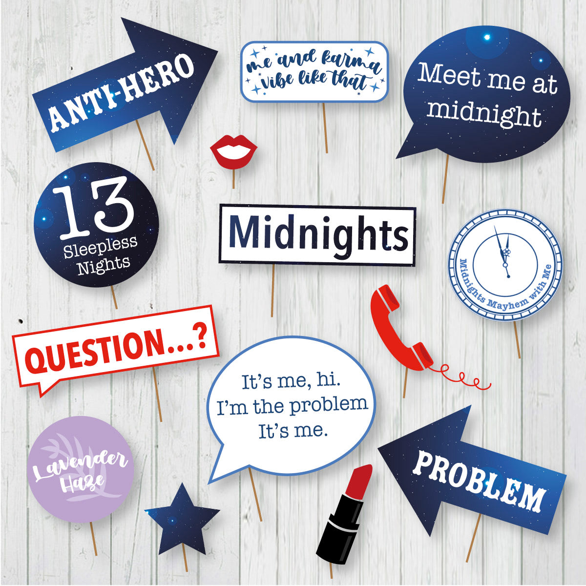 Midnights Taylor Swift Photo Booth Printable Props