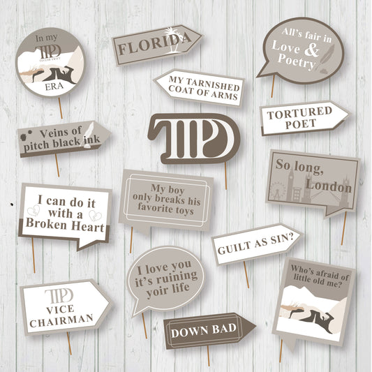 TTPD Taylor Swift Photo Booth Printable Props