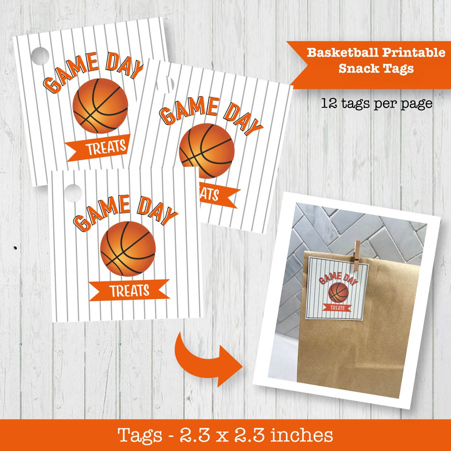 Basketball Game Day Snack Printable Tag