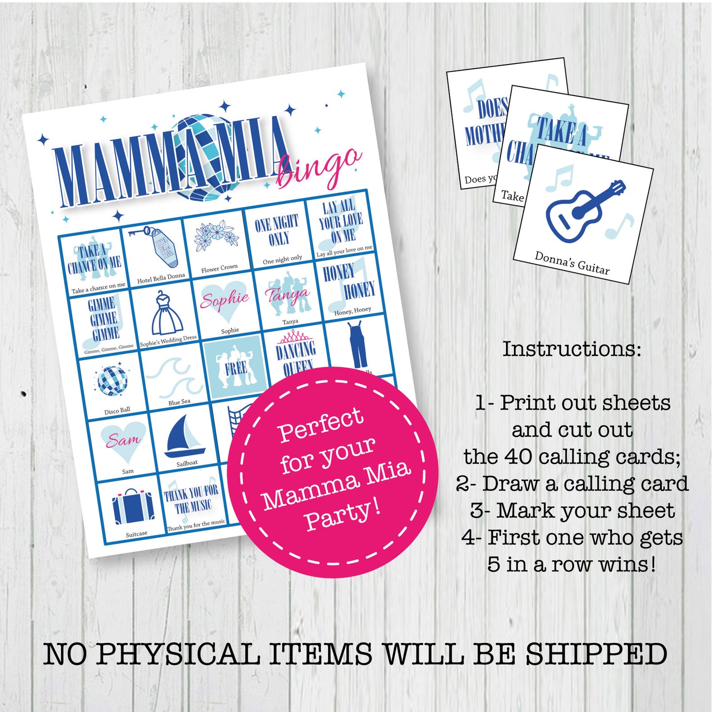 Mamma Mia Printable Bingo