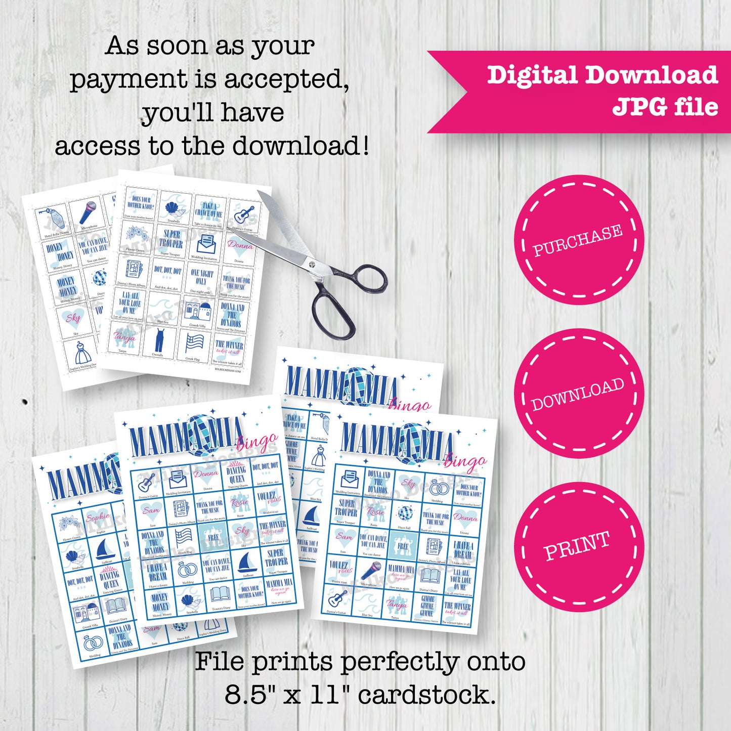 Mamma Mia Printable Bingo