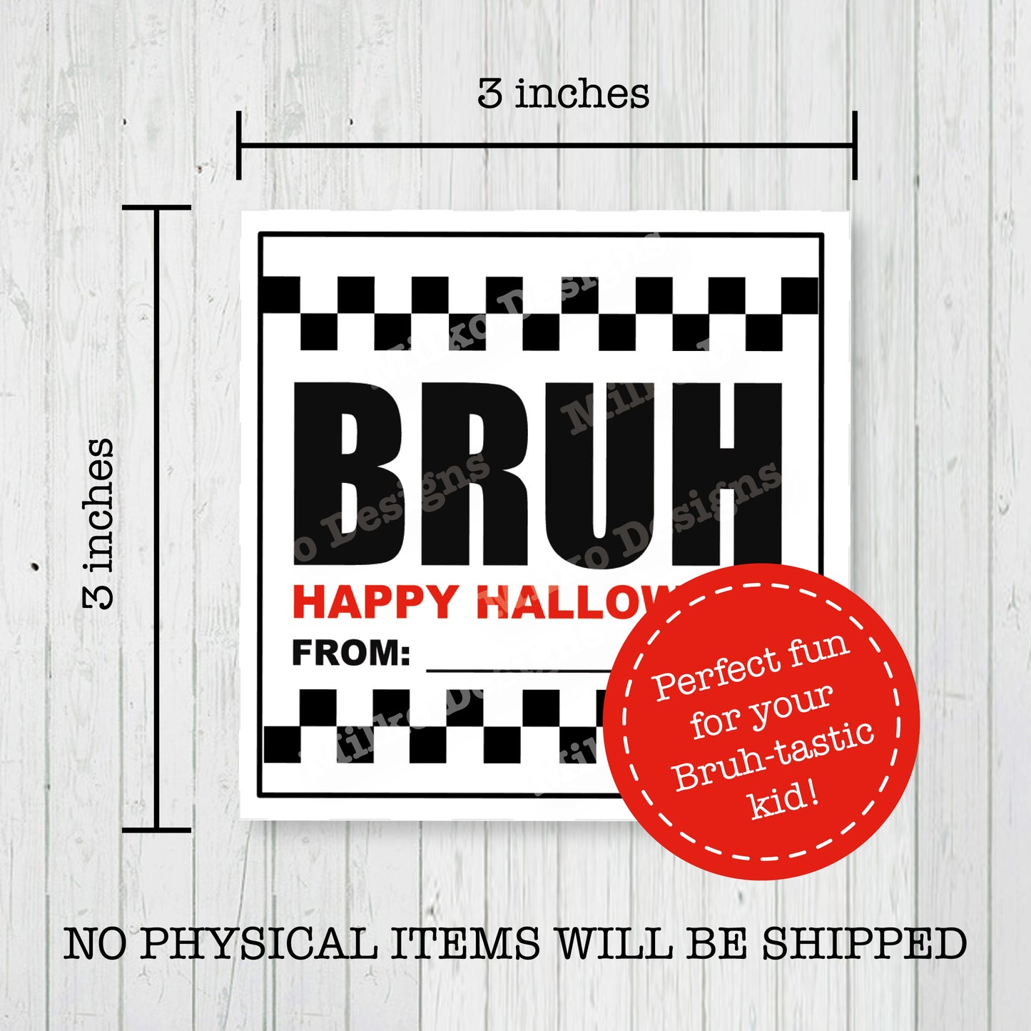 Bruh Halloween Printable Cards - Includes 6 designs - 3 x 3 inches cards