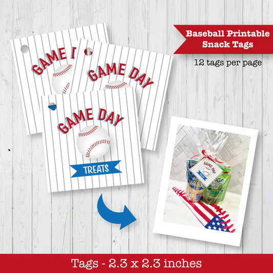 Baseball Game Day Snack Printable Tag