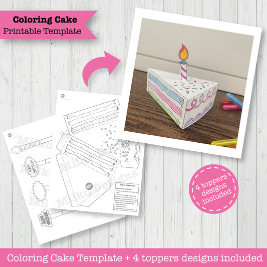 Printable Birthday Cake and Coloring Sheet