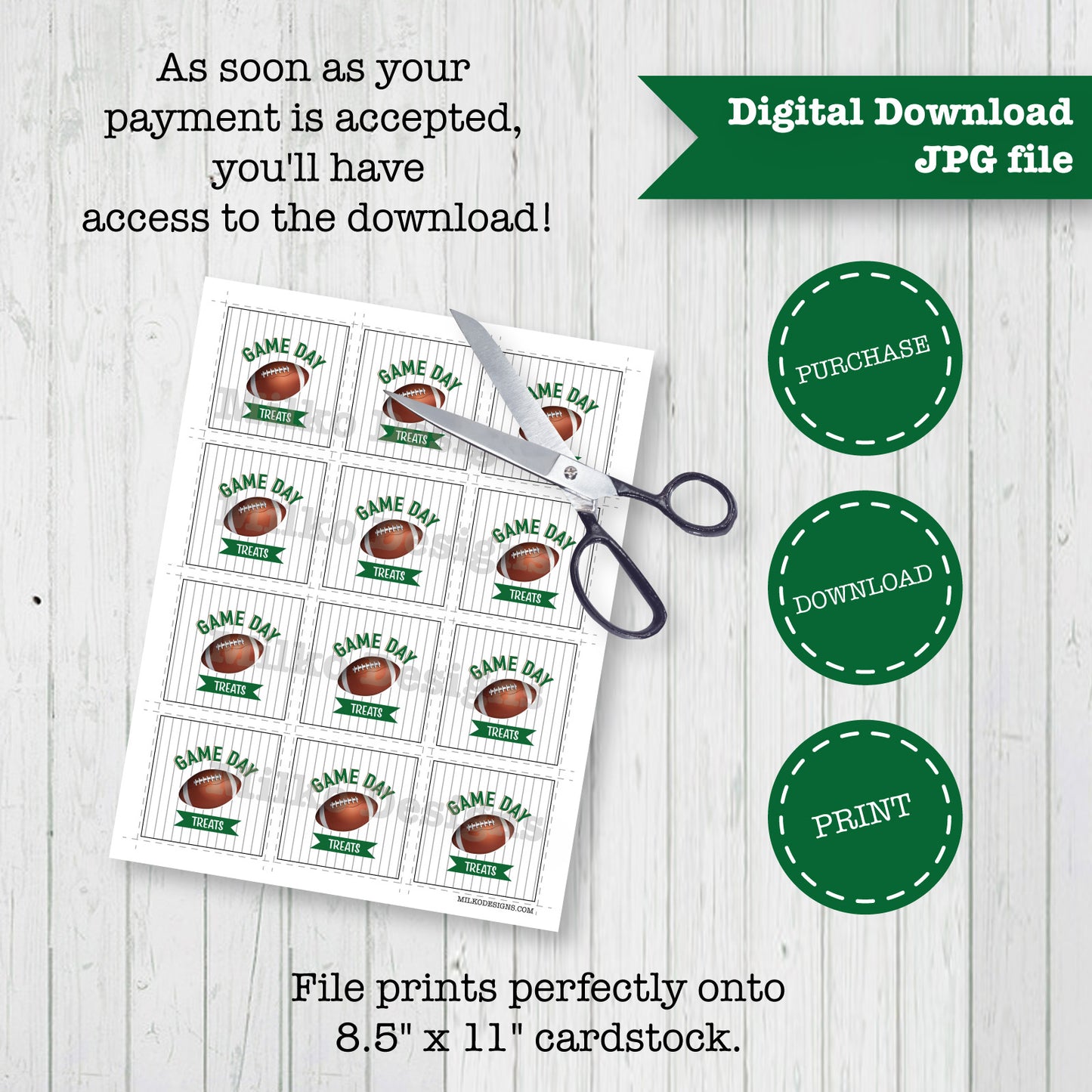 Football Game Day Snack Printable Tag