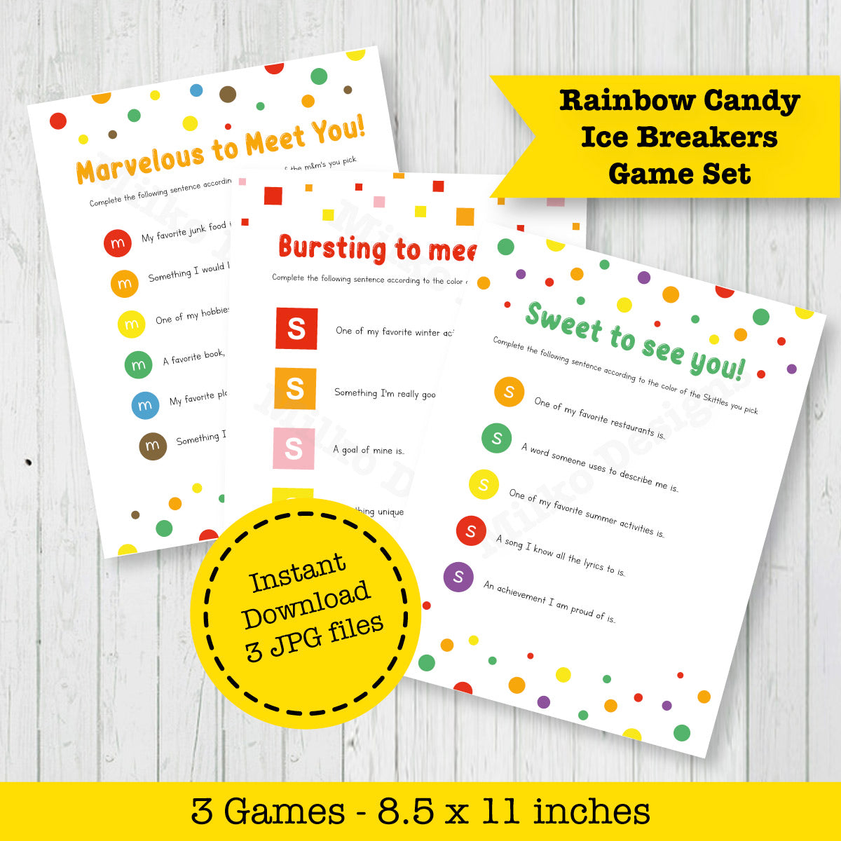 Ice Breakers Printable Games | Get to Know You Candy Games