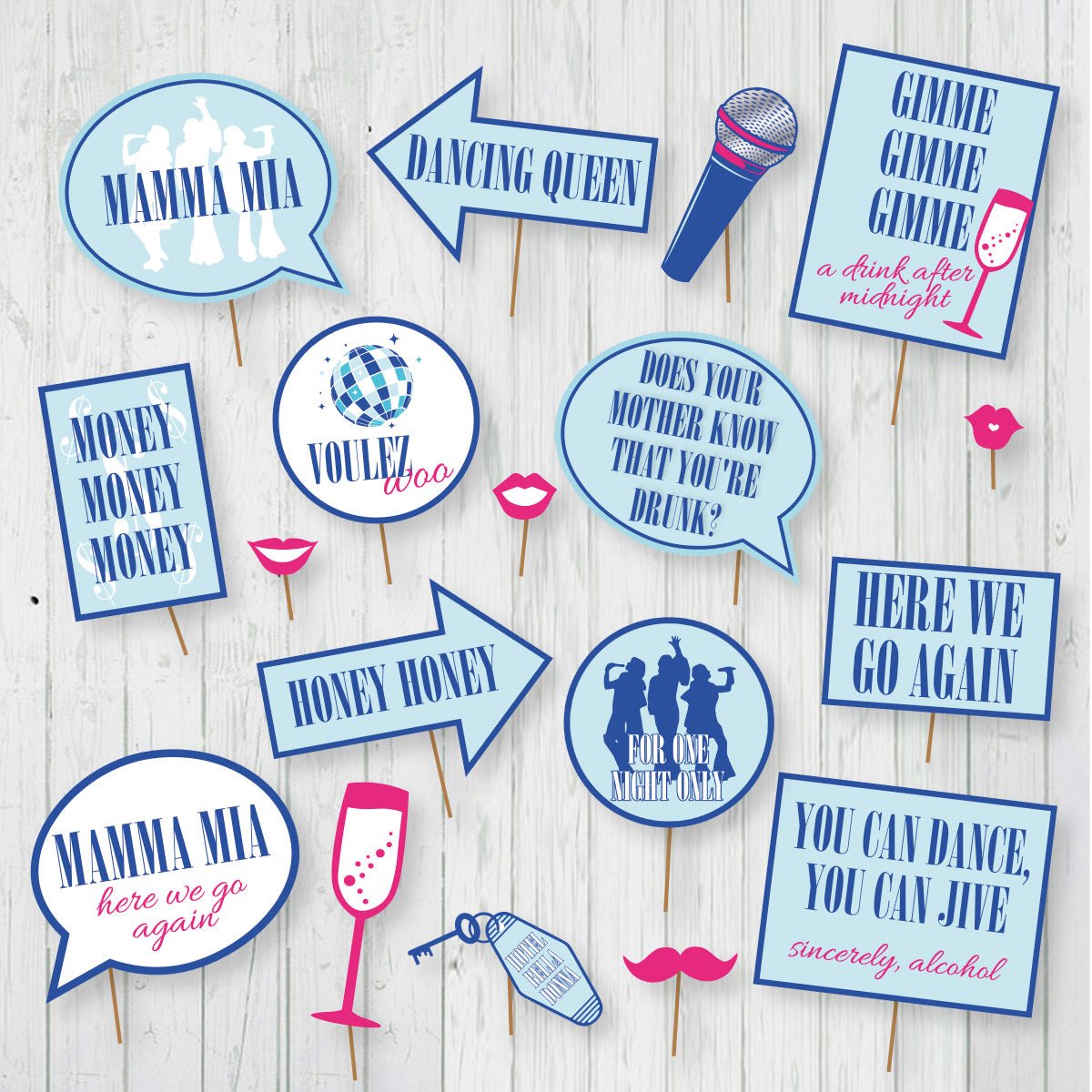 Mamma Mia Photo Booth Printable Props