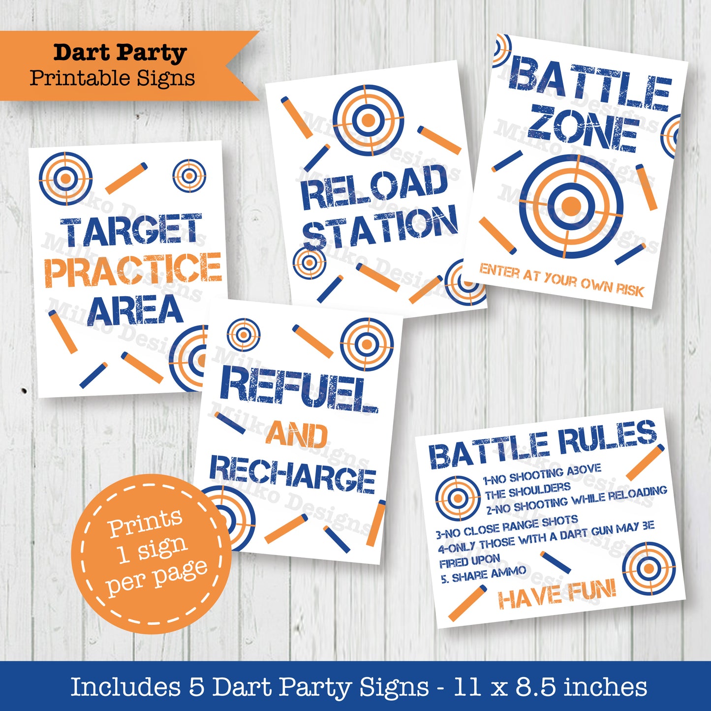 Dart Gun Birthday Signs