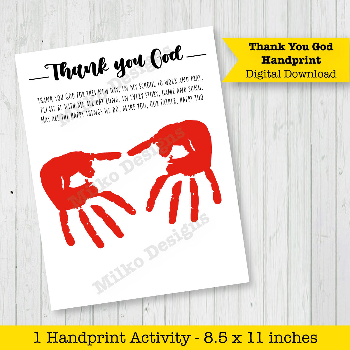 Thank You God Prayer Handprint - Christian Craft for Kids