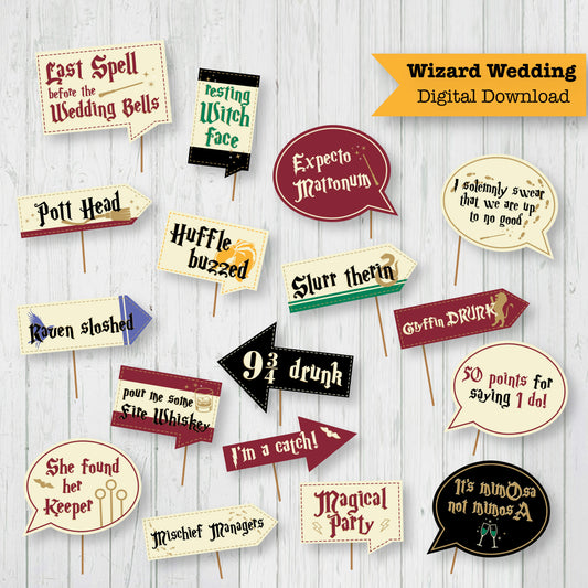 Wizard Wedding Photo Booth Printable Props