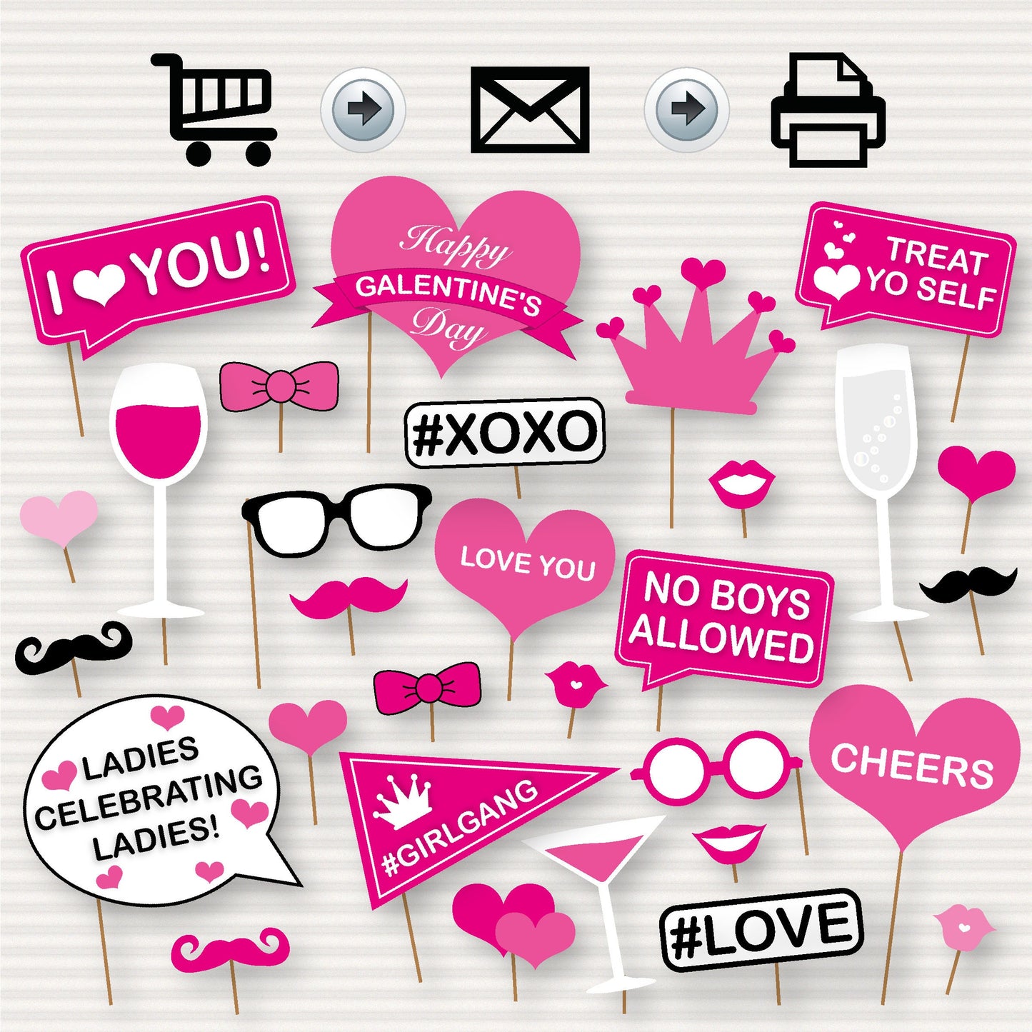 Galentine's Day Printable Photo Booth Props