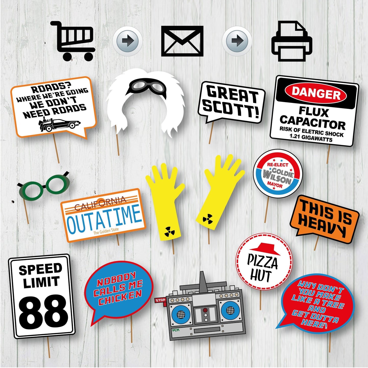 Back to the Future Themed Photo Booth Printable Props