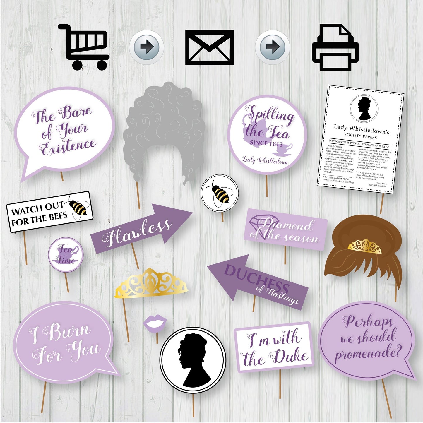 Bridgerton Inspired Photo Booth Printable Props