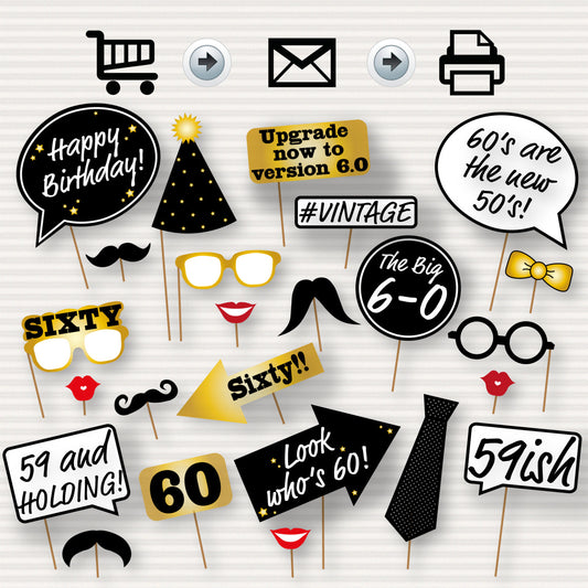 60th Birthday Party Printable Photo Booth Props